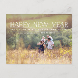 Happy New year photo typography holiday  Postcard