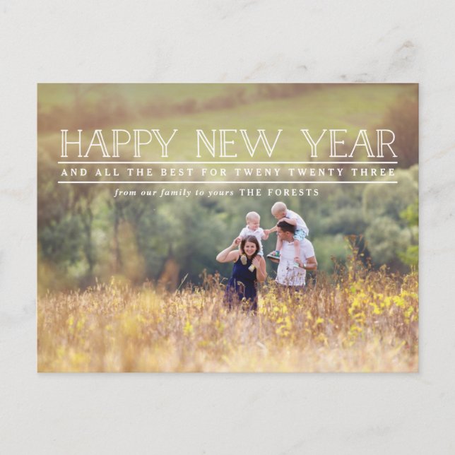 Happy New year photo typography holiday  Postcard (Front)