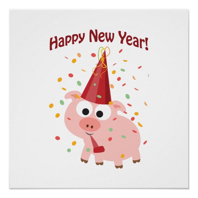 Happy New Year Pig Poster (Front)