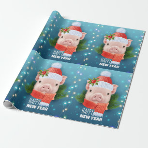 Happy New Year Pig Wrapping Paper