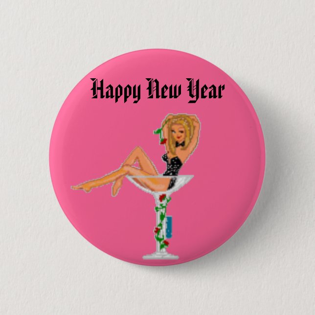 Happy New Year Pinback Button (Front)
