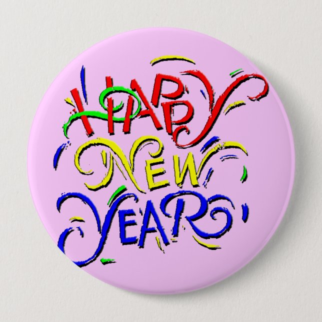 Happy New Year Pinback Button (Front)
