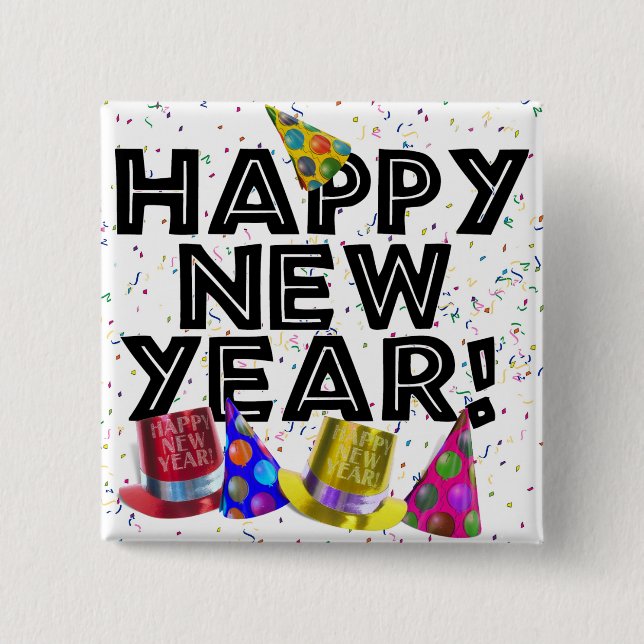 HAPPY NEW YEAR! PINBACK BUTTON (Front)