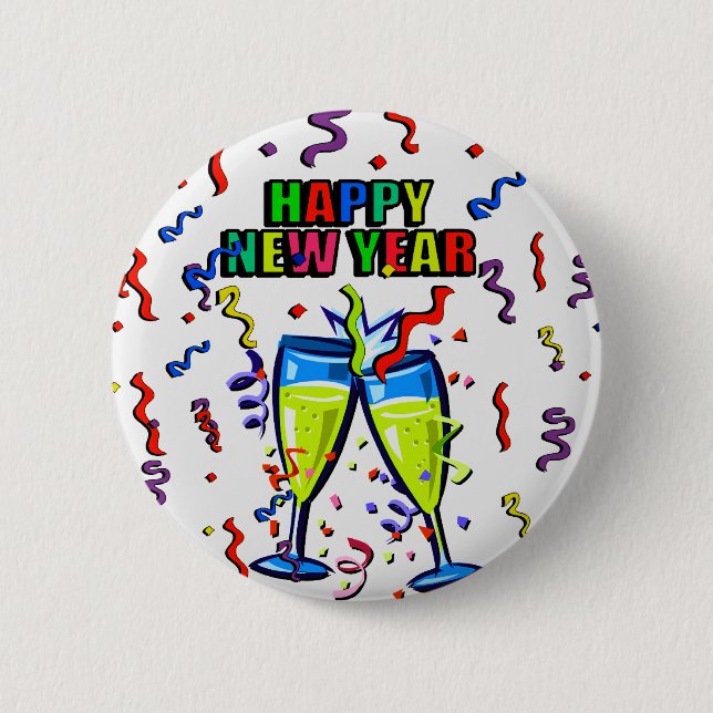 Happy New Year Pinback Button (Front)