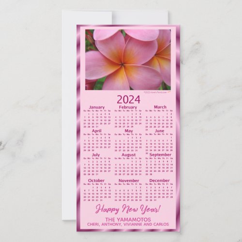 Happy New Year Pink Floral 2024 Calendar Holiday