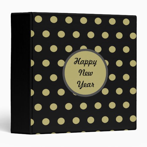 Happy New Year Polka Dot Binder Black  Gold