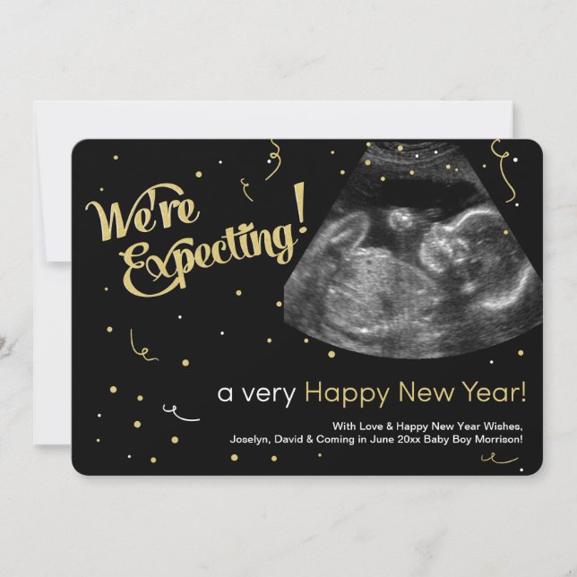 Happy New Year Pregnancy Announcement Card (Front)