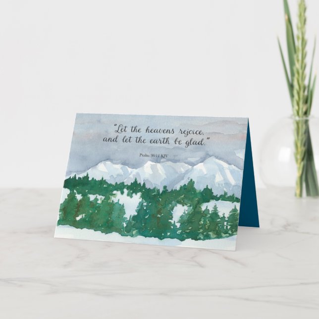 Happy New Year Psalms 96:11 Snowy Mountains Card (Front)