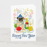 Happy New Year Pug Holiday Card