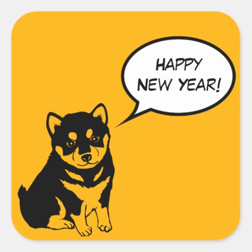 Happy New Year Puppy Square Sticker