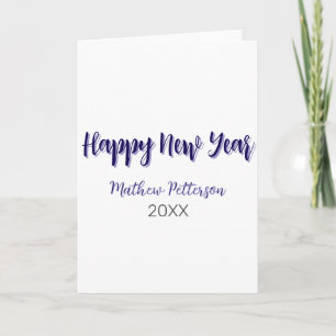 Happy new year purple black add name year simple  card