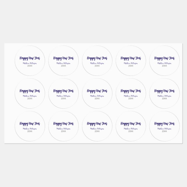 Happy new year purple black add name year simple  labels (Sheet)