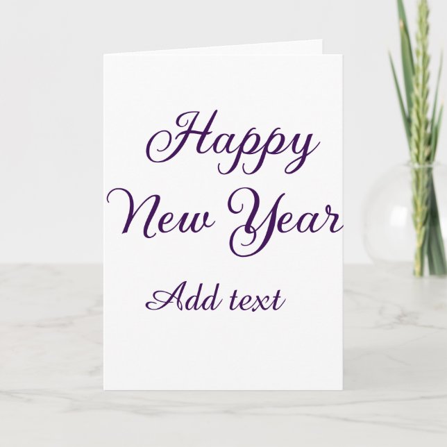 Happy new year purple calligraphy simple minimal  card (Front)