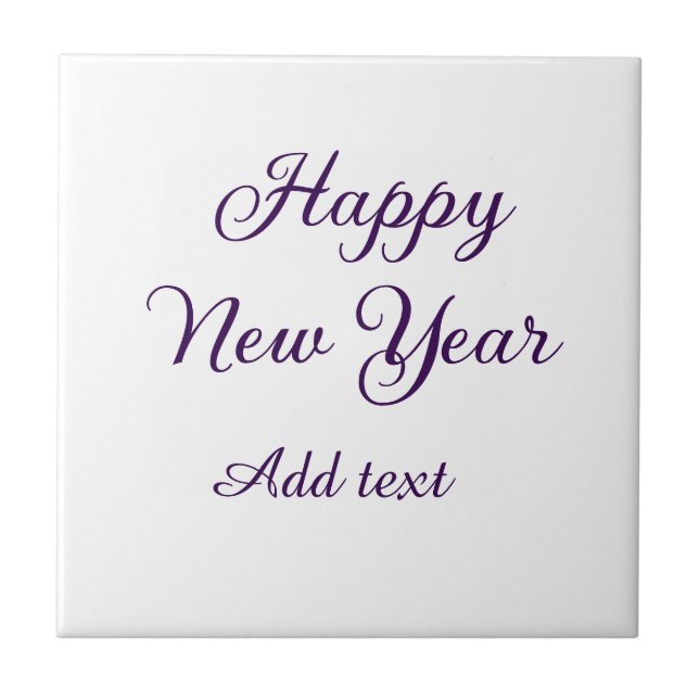 Happy new year purple calligraphy simple minimal  ceramic tile (Front)