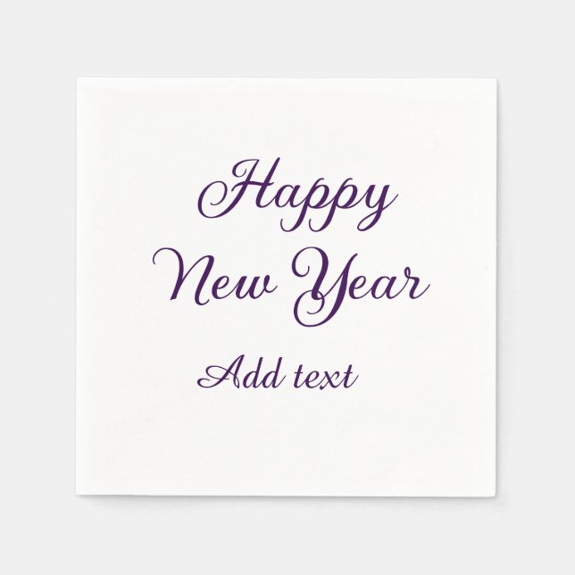 Happy new year purple calligraphy simple minimal  napkins (Front)