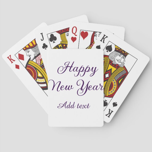 Happy new year purple calligraphy simple minimal  poker cards (Back)