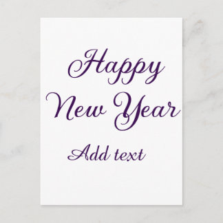 Happy new year purple calligraphy simple minimal postcard