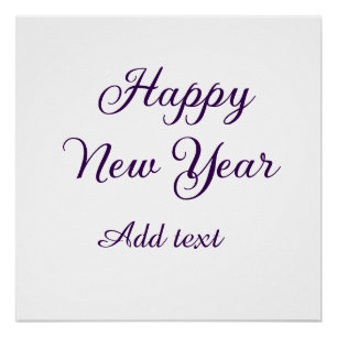 Happy new year purple calligraphy simple minimal  poster