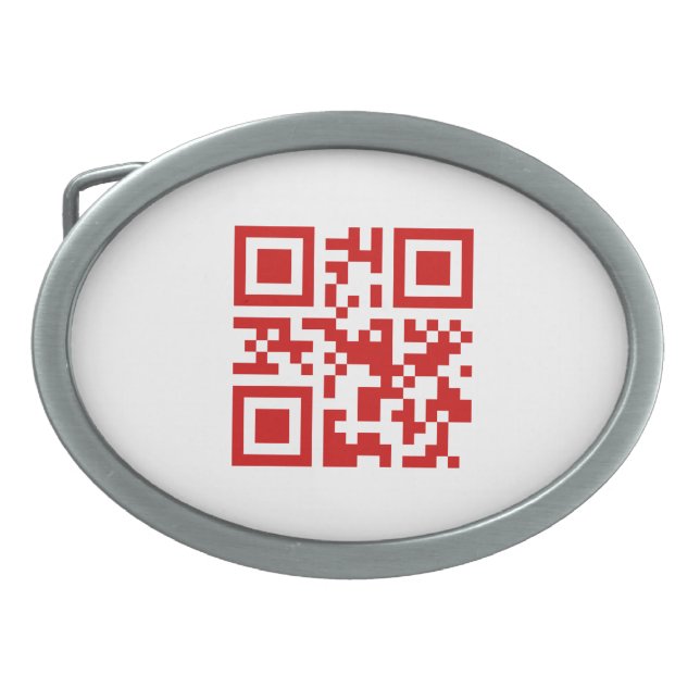 Happy New Year! -- QR Code Oval Belt Buckle (Front)