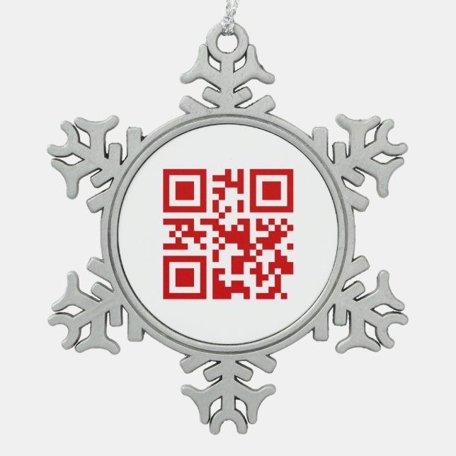 Happy New Year! -- QR Code Snowflake Pewter Christmas Ornament (Front)