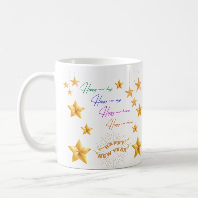 Happy new year quote coffee mug (Left)