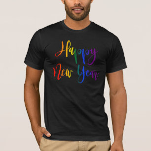 Happy New Year Rainbow LGBTQ Gay Pride Christmas T-Shirt