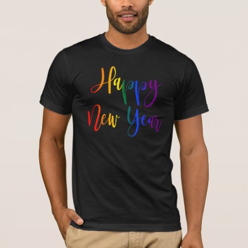 Happy New Year Rainbow LGBTQ Gay Pride Christmas T_Shirt