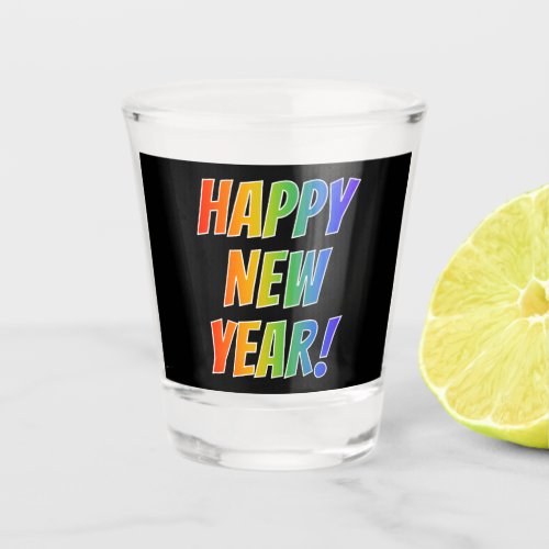 HAPPY NEW YEAR Rainbow Text Shot Glass