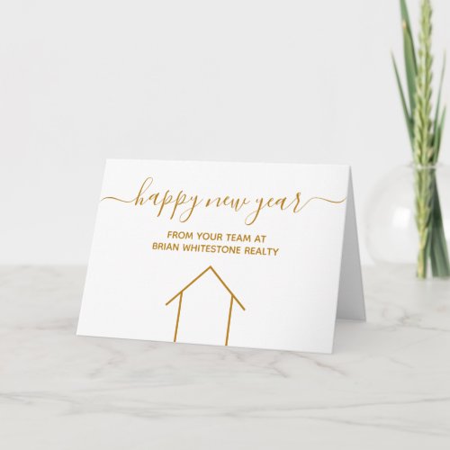 Happy New Year Real Estate Company Gold Corporate Card