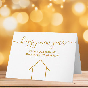 Happy New Year Real Estate Company Gold Corporate Card