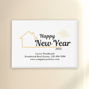 Happy New Year   Real Estate Modern  Personalized  Magnet