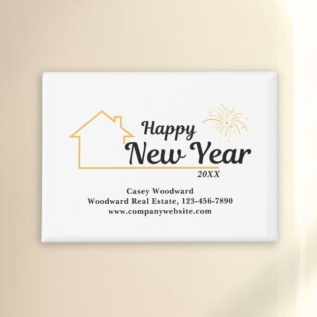 Happy New Year | Real Estate Modern  Personalized  Magnet (Creator Uploaded)