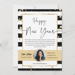 Happy New Year Real Estate Photo Thank you Card