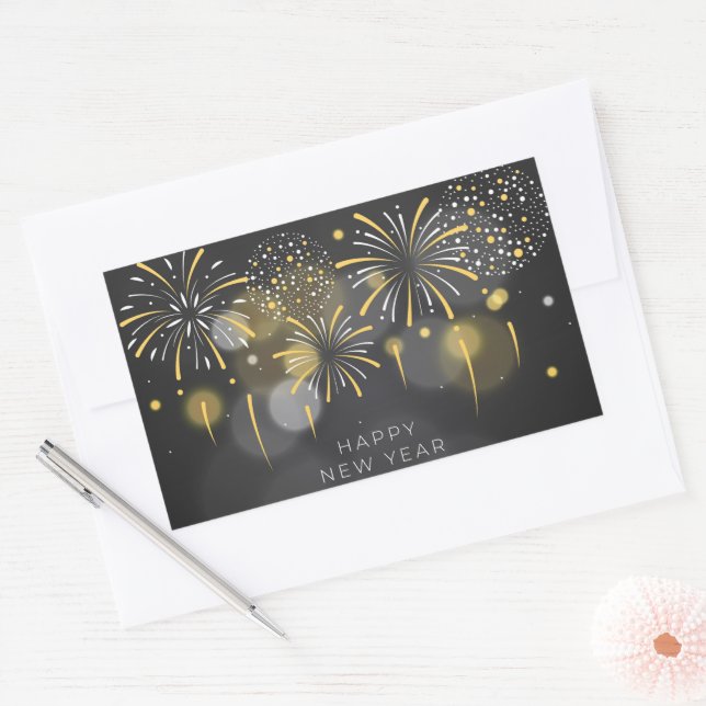 Happy New Year  Rectangular Sticker (Envelope)