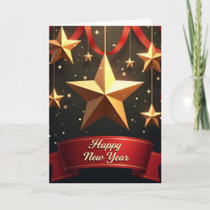 Happy New Year Red Ribbon Card