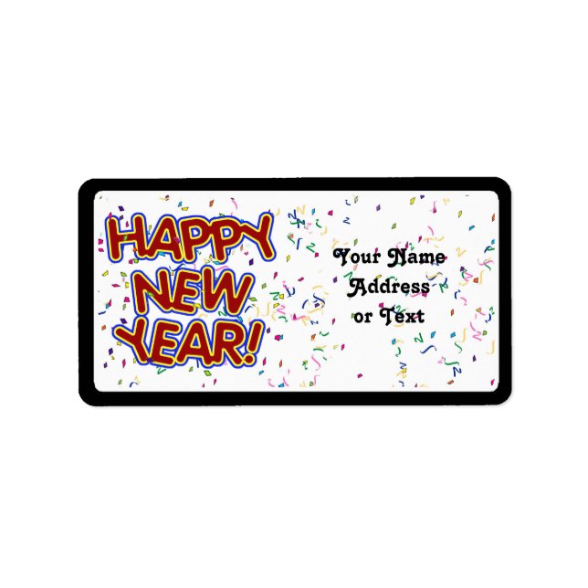 Happy New Year - Red Text  Label (Front)