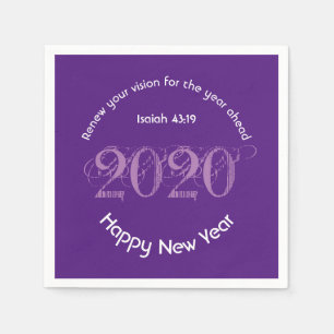 Happy New Year RENEW VISION 2020 PURPLE Paper Napkins