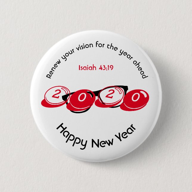 Happy New Year RENEW VISION 2020 Stylish Button (Front)