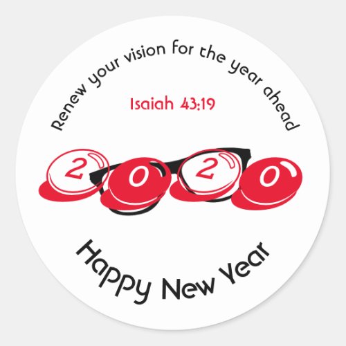 Happy New Year RENEW VISION 2020 Stylish Classic Round Sticker