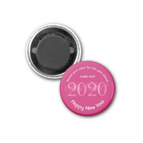 Happy New Year RENEW VISION 2020 Stylish PINK Magnet