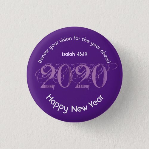 Happy New Year RENEW VISION 2020 Stylish Purple Button