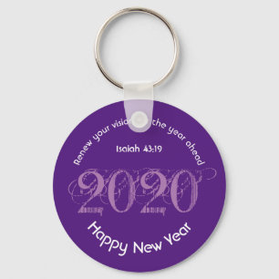 Happy New Year RENEW VISION 2020 Stylish PURPLE Keychain