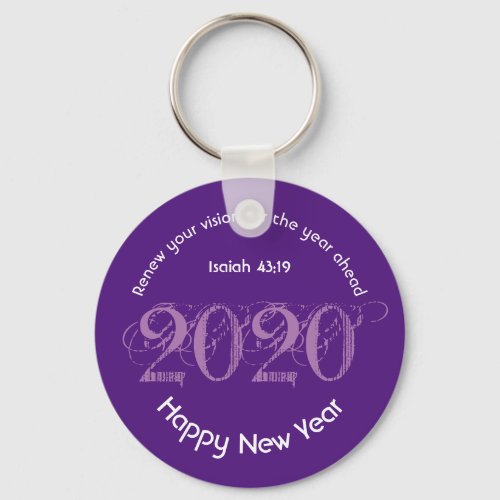 Happy New Year RENEW VISION 2020 Stylish PURPLE Keychain