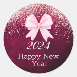 happy new year round Sticker rose vector