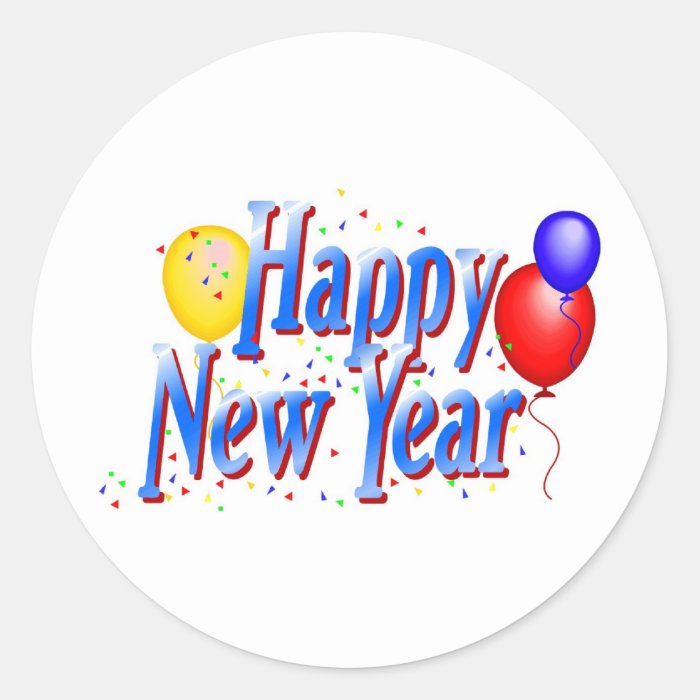 Happy New Year Round Stickers