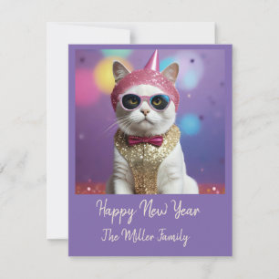 Happy New Year’s party - Cat in Disguise Holiday Card