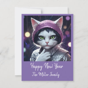 Happy New Year’s party - Cat in Disguise Holiday Card
