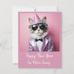 Happy New Year’s party - Cat in Disguise Holiday Card