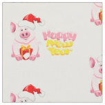 happy new year santa claus christmas pig fabric