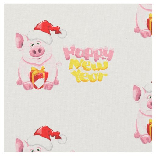 happy new year santa claus christmas pig fabric